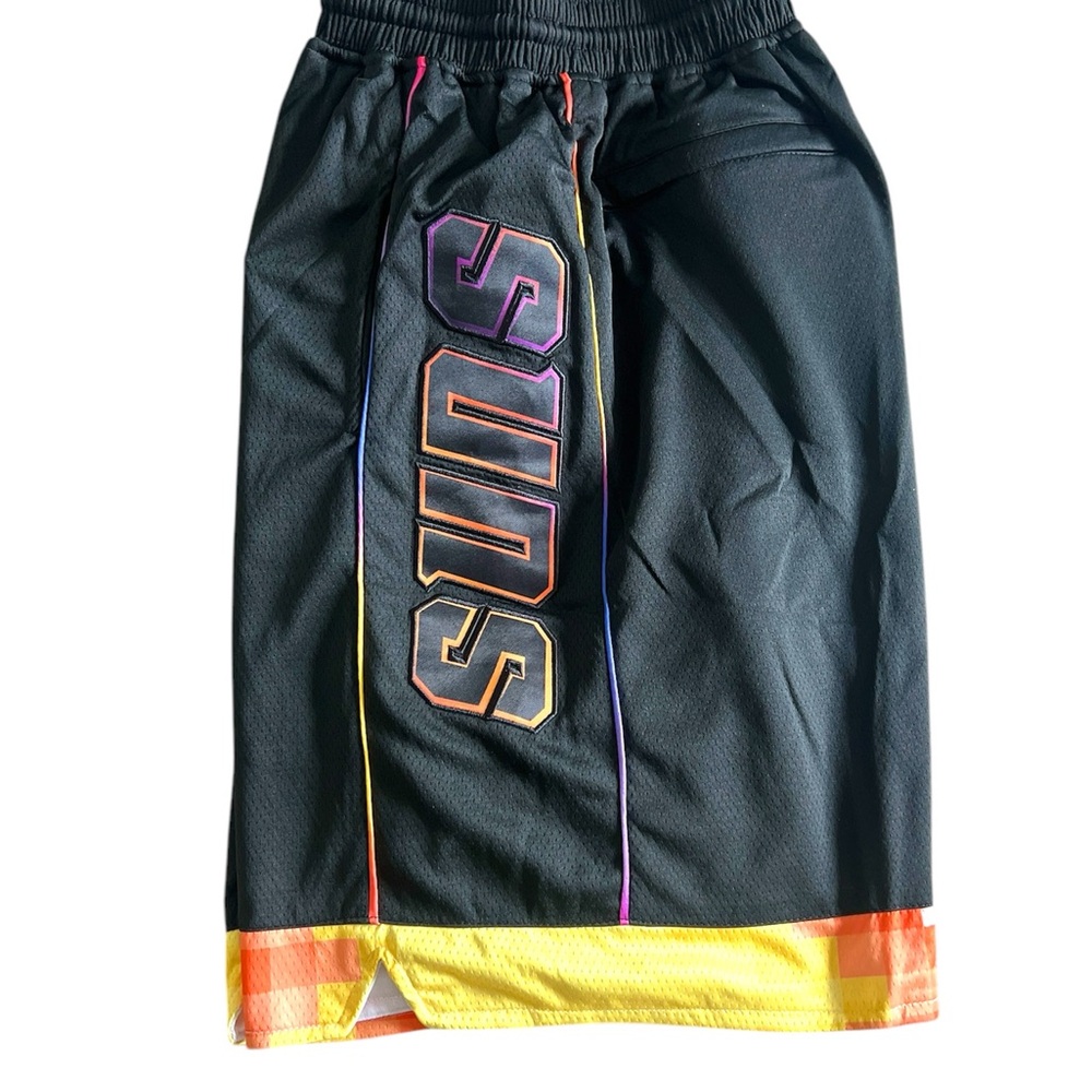 Just Don Black Athletic Shorts with Multicolor Accents